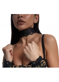 Черный ажурный чокер с золотистой фурнитурой - Crazy Handmade - купить с доставкой в Ижевске