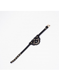 Черный чокер с клепками и золотистой фурнитурой - Crazy Handmade - купить с доставкой в Ижевске