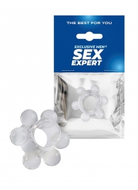 Прозрачное эрекционное кольцо с 6 стимулирующими шариками - Sex Expert - в Ижевске купить с доставкой