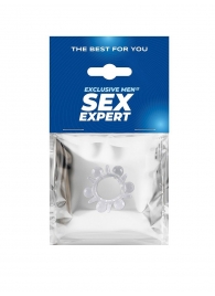 Прозрачное эрекционное кольцо с шариками и шипами - Sex Expert - в Ижевске купить с доставкой