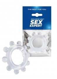 Прозрачное эрекционное кольцо со стимулирующими шариками - Sex Expert - в Ижевске купить с доставкой