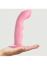 Розовая насадка-стимулятор Strap-On-Me Tapping Dildo Wave - Strap-on-me - купить с доставкой в Ижевске
