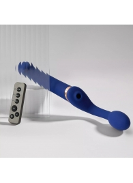 Синий безремневой страпон Multi Orgasm Bendable Strap-On size L с клиторальной стимуляцией - Strap-on-me - купить с доставкой в Ижевске