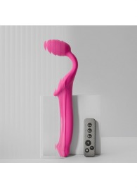 Ярко-розовый безремневой страпон Strap-on-me Vibrating Bendable Strap-On size L - Strap-on-me - купить с доставкой в Ижевске