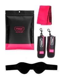 Черно-розовый эротический набор: маска, наручники и повязка - Erokay - купить с доставкой в Ижевске