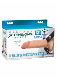 Телесный пустотелый фаллопротез 5’’ Hollow Silicone Strap-On - 14 см. - Pipedream - купить с доставкой в Ижевске