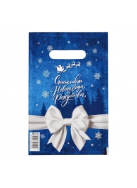Сине-белый подарочный новогодний пакет с вырубной ручкой (20х30 см) - Сима-Ленд - купить с доставкой в Ижевске