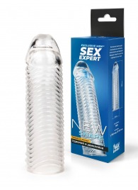 Прозрачная закрытая насадка на пенис с ребрышками - 16 см. - Sex Expert - в Ижевске купить с доставкой