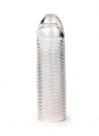 Прозрачная закрытая насадка на пенис с ребрышками - 16 см. - Sex Expert - в Ижевске купить с доставкой