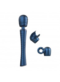 Синий вибромассажёр с насадками Man.wand Edgy - Manwan - в Ижевске купить с доставкой