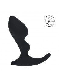 Черная анальная пробка для массажа простаты Double Ripple Silicone Prostate Massager - Shots Media BV - в Ижевске купить с доставкой