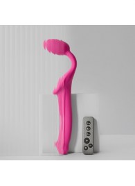 Ярко-розовый безремневой страпон Strap-on-me Vibrating Bendable Strap-On size M - Strap-on-me - купить с доставкой в Ижевске