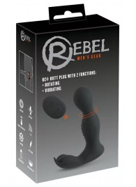Черная анальная пробка с вибрацией, вращением и пультом ДУ RC Butt Plug with 2 Functions - Orion - в Ижевске купить с доставкой