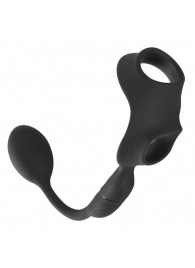 Черное виброкольцо с анальной пробкой Cock Ring with RC Butt Plug - Orion - в Ижевске купить с доставкой