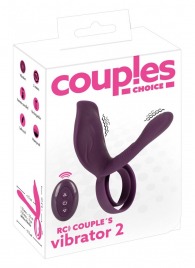 Фиолетовая насадка на член с клиторальным отростком и пультом ДУ RC Couple’s Vibrator 2 - Orion - в Ижевске купить с доставкой