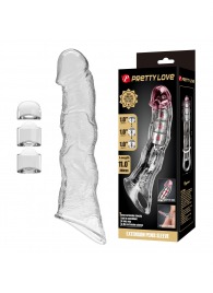 Прозрачный фаллоудлинитель с 3 вставками - 28 см. - Baile - в Ижевске купить с доставкой