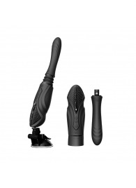 Черная секс-машина с функцией нагрева, насадками и присоской Sesh - Zalo - купить с доставкой в Ижевске