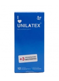 Классические презервативы Unilatex Natural Plain - 12 шт. + 3 шт. в подарок - Unilatex - купить с доставкой в Ижевске