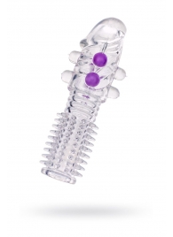 Гелевая прозрачная насадка с шариками и шипами - 14 см. - Toyfa Basic - в Ижевске купить с доставкой Гелевая прозрачная насадка с шариками и шипами - 14 см. - Toyfa Basic - в Ижевске купить с доставкой