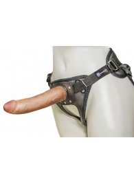 Насадка-фаллоимитатор на кожаных трусиках Harness Ultra Realistic 7  - 18 см. - LOVETOY (А-Полимер) - купить с доставкой в Ижевске