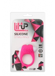 Розовое эрекционное кольцо с щеточкой LIT-UP SILICONE STIMU RING 5 - Dream Toys - в Ижевске купить с доставкой