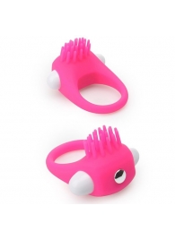 Розовое эрекционное кольцо с щеточкой LIT-UP SILICONE STIMU RING 5 - Dream Toys - в Ижевске купить с доставкой