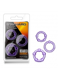 Набор из 3 фиолетовых эрекционных колец Stay Hard Beaded Cockrings - Blush Novelties - в Ижевске купить с доставкой