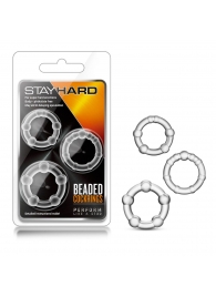 Набор из 3 прозрачных эрекционных колец Stay Hard Beaded Cockrings - Blush Novelties - в Ижевске купить с доставкой