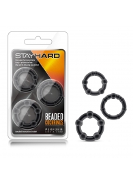 Набор из 3 чёрных эрекционных колец Stay Hard Beaded Cockrings - Blush Novelties - в Ижевске купить с доставкой