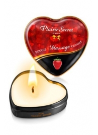 Массажная свеча с ароматом клубники Bougie Massage Candle - 35 мл. - Plaisir Secret - купить с доставкой в Ижевске
