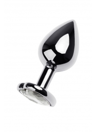 Серебристая анальная пробка с прозрачным кристаллом-сердцем - 8 см. - ToyFa - купить с доставкой в Ижевске