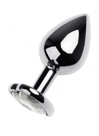 Серебристая анальная пробка с прозрачным кристаллом-сердцем - 8 см. - ToyFa - купить с доставкой в Ижевске