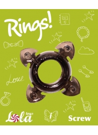 Чёрное эрекционное кольцо Rings Screw - Lola Games - в Ижевске купить с доставкой