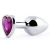 Серебристая анальная пробка с фиолетовым кристаллом-сердечком - 8 см. - Anal Jewelry Plug - купить с доставкой в Ижевске