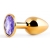 Золотистая анальная пробка с фиолетовым стразом - 7,2 см. - Anal Jewelry Plug - купить с доставкой в Ижевске