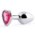 Серебристая анальная пробка с розовым кристаллом-сердечком - 7 см. - Anal Jewelry Plug - купить с доставкой в Ижевске
