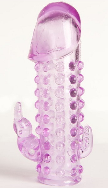 Закрытая фиолетовая насадка с 2 отростками - 13 см. - Toyfa Basic - в Ижевске купить с доставкой