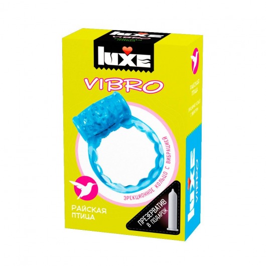 Голубое эрекционное виброкольцо Luxe VIBRO  Райская птица  + презерватив - Luxe - в Ижевске купить с доставкой