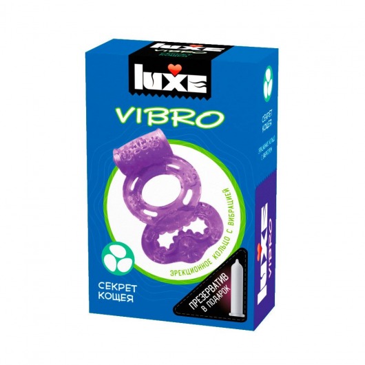 Фиолетовое эрекционное виброкольцо Luxe VIBRO  Секрет Кощея  + презерватив - Luxe - в Ижевске купить с доставкой