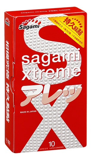 Утолщенные презервативы Sagami Xtreme Feel Long с точками - 10 шт. - Sagami - купить с доставкой в Ижевске