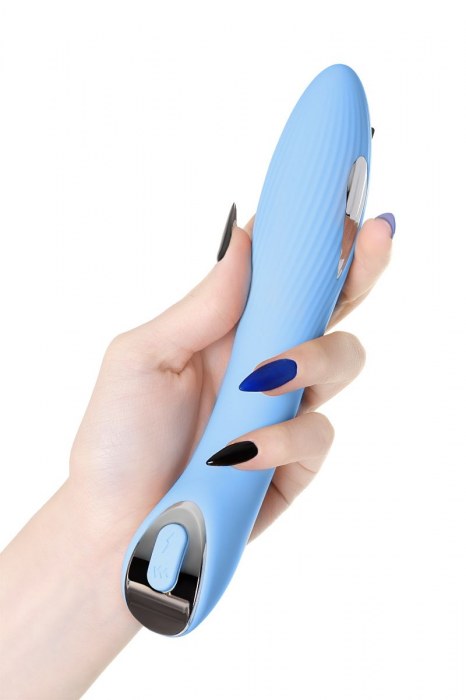 Голубой силиконовый вибратор с электростимуляцией TESLA G-POINT - 21 см. - ToyFa - купить с доставкой в Ижевске