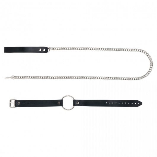 Черный поводок и чокер с кольцом Rada - Rebelts - купить с доставкой в Ижевске