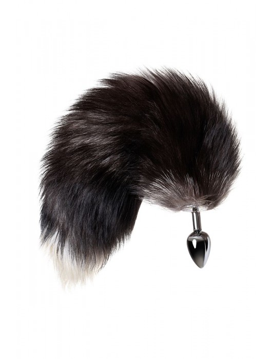 Серебристая металлическая анальная втулка с хвостом чернобурой лисы - размер S - ToyFa - купить с доставкой в Ижевске