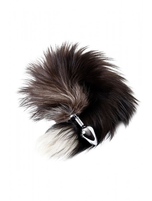 Серебристая металлическая анальная втулка с хвостом чернобурой лисы - размер S - ToyFa - купить с доставкой в Ижевске