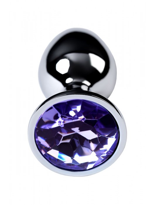 Серебристая конусовидная анальная пробка с фиолетовым кристаллом - 7 см. - ToyFa - купить с доставкой в Ижевске