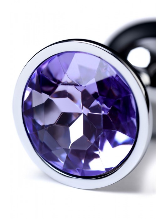 Серебристая конусовидная анальная пробка с фиолетовым кристаллом - 7 см. - ToyFa - купить с доставкой в Ижевске