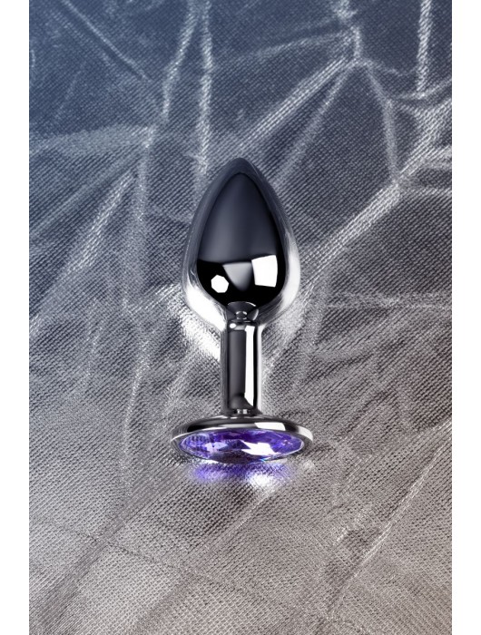 Серебристая конусовидная анальная пробка с фиолетовым кристаллом - 7 см. - ToyFa - купить с доставкой в Ижевске