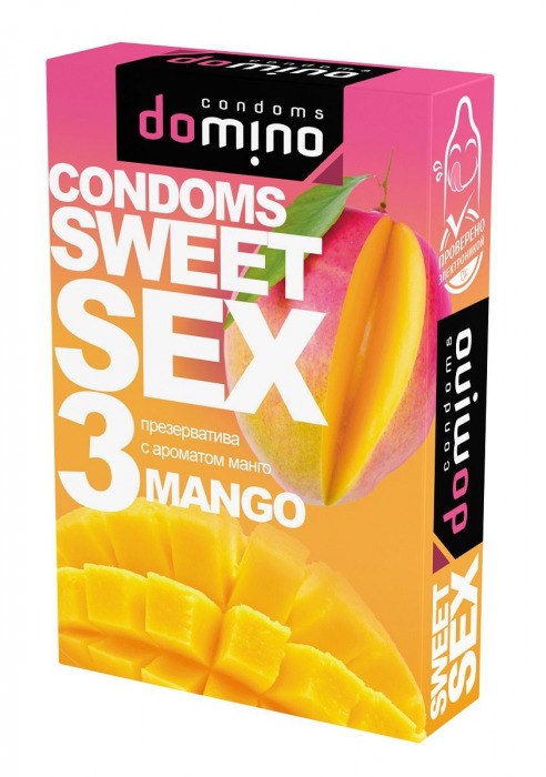 Презервативы для орального секса DOMINO Sweet Sex с ароматом манго - 3 шт. - Domino - купить с доставкой в Ижевске