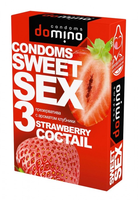 Презервативы для орального секса DOMINO Sweet Sex с ароматом клубничного коктейля  - 3 шт. - Domino - купить с доставкой в Ижевске