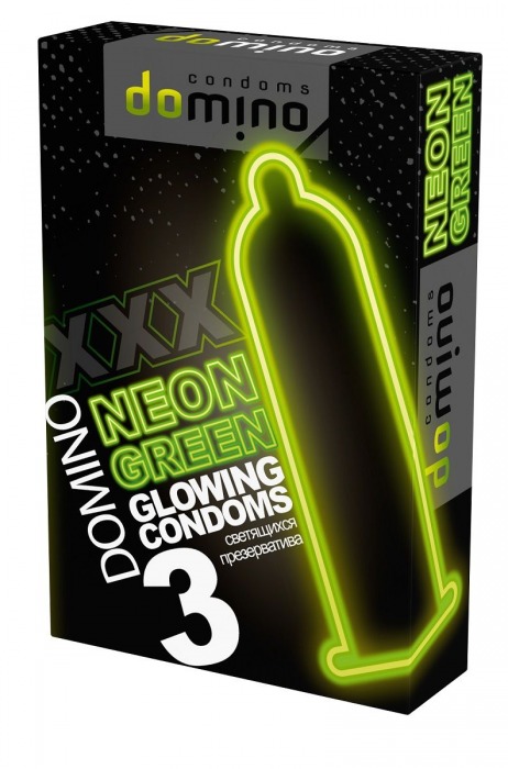 Презервативы DOMINO Neon Green со светящимся в темноте кончиком - 3 шт. - Domino - купить с доставкой в Ижевске